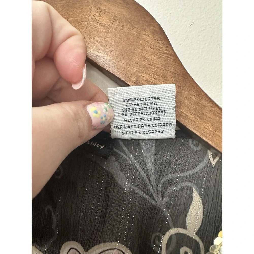 Y2K Mary Kate and Ashley Blouse Sheer Butterfly‎ Juniors Small (6/6x) Sequins